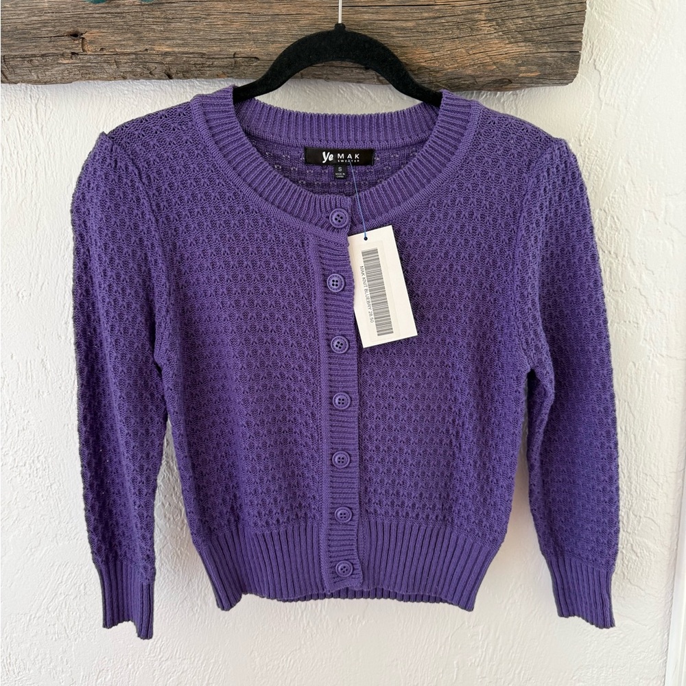 🌷Ye Mak Crop Women's Blueberry Cardigan Sweater